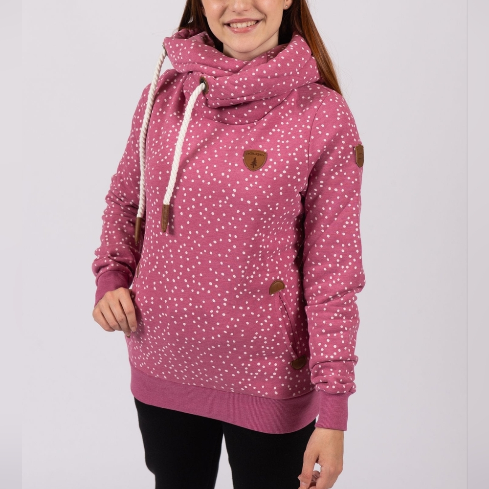 Sz M Wanakome Pink Speckled Cowl Neck Hoodie